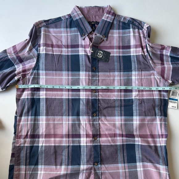 NWT Club Room Purple Blue Plaid Woven Long Sleeve Button Up Shirt Men’s XL - Picture 4 of 8